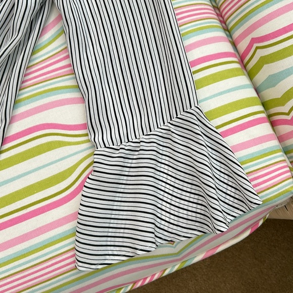 Joie silk off the shoulder blouse, black and white stripes size S, bell sleeves - Picture 3 of 6